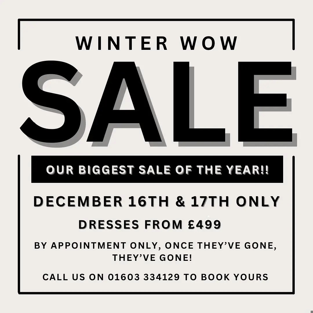 WINTER &#39;WOW&#39; WEDDING DRESS SAMPLE SALE!!   -   scroll for info