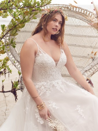 Rebecca Ingram Lettie #1 Ivory over Blush (gown with Natural Illusion) thumbnail