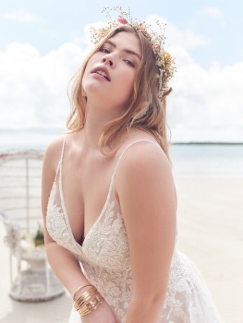 Rebecca Ingram Lettie #3 Ivory over Blush (gown with Natural Illusion) thumbnail