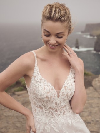 Rebecca Ingram Elsinore #3 Ivory over Misty Mauve (gown with Natural Illusion) thumbnail