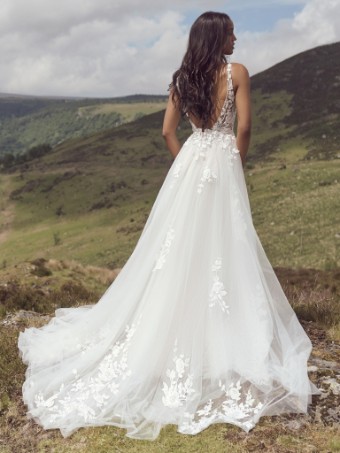 Rebecca Ingram Matilda #2 Ivory over Soft Blush (gown with Natural Illusion) thumbnail