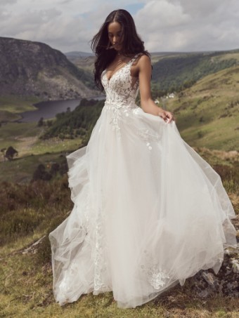 Rebecca Ingram Matilda #3 Ivory over Soft Blush (gown with Natural Illusion) thumbnail