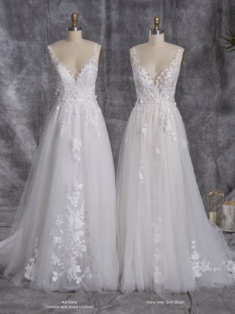 Rebecca Ingram Matilda #4 Ivory over Soft Blush (gown with Natural Illusion) thumbnail