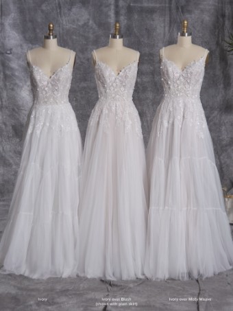 Rebecca Ingram Harriet #3 Ivory over Misty Mauve (gown with Natural Illusion) thumbnail