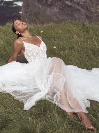 Rebecca Ingram Harriet #1 Ivory over Misty Mauve (gown with Natural Illusion) thumbnail