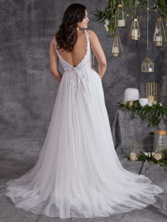 Rebecca Ingram Regina #2 Ivory over Mocha (gown with Natural Illusion) thumbnail