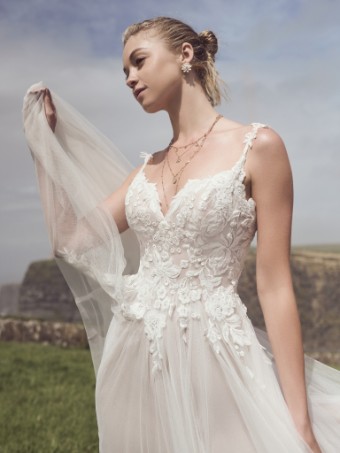 Rebecca Ingram Regina #4 Ivory over Mocha (gown with Natural Illusion) thumbnail