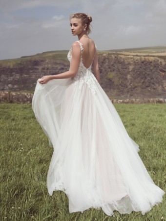 Rebecca Ingram Regina #5 Ivory over Mocha (gown with Natural Illusion) thumbnail