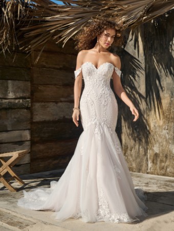 Rebecca Ingram Anita #2 Ivory over Misty Mauve (gown with Natural Illusion) thumbnail